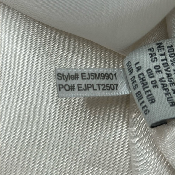 Eliza J Cream Metallic Textured Polka Dot Jeweled Neckline Cocktail Dress Size 8 - Picture 13 of 15